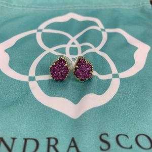 Kendra Scott Amethyst Drusy Studs Earrings